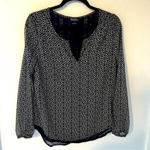 Lucky Brand Women’s Small Black & White Sheer Top